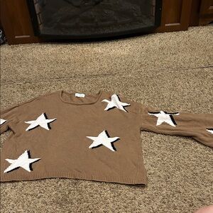 PLEASE CHECK MY LOVE NOTES Boutique Sweater with White Star Accents